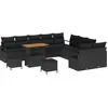 Image de vidaXL Ensemble de canapé de jardin avec coussins 13 pcs noir poly rotin