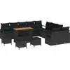 Image de vidaXL Ensemble de canapé de jardin avec coussins 14 pcs noir poly rotin