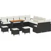Image de vidaXL Ensemble de canapé de jardin avec coussins 14 pcs noir poly rotin