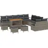 Image de Ensemble de canapés de jardin vidaXL avec coussins, 14 pièces, gris, en polyrotin