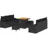 Image de vidaXL Ensemble de canapé de jardin avec coussins 9 pcs noir poly rotin