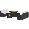 Image de vidaXL Ensemble de canapé de jardin avec coussins 9 pcs noir poly rotin