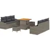 Image de vidaXL Ensemble de canapé de jardin avec coussins 9 pcs Gris Poly-Rotin