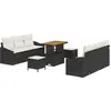 Image de vidaXL Ensemble de canapé de jardin avec coussins 9 pcs noir poly rotin