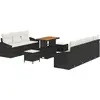 Image de vidaXL Ensemble de canapé de jardin avec coussins 10 pcs noir poly rotin