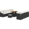 Image de vidaXL Ensemble de canapé de jardin avec coussins 11 pcs noir poly rotin