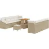 Image de Ensemble de canapés de jardin vidaXL, 11 pièces, beige, en polyrotin