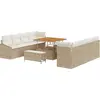 Image de vidaXL Ensemble de canapé de jardin avec coussins 11 pcs Beige Poly-Rattan