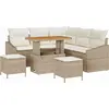 Image de Ensemble de canapés de jardin vidaXL, 8 pièces, beige, en polyrotin