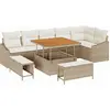 Image de vidaXL Ensemble de canapé de jardin avec coussins 9 pcs Beige Poly-Rattan