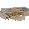Image de vidaXL Ensemble de canapé de jardin avec coussins 9 pcs Beige Poly-Rattan