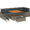 Image de vidaXL Ensemble de canapé de jardin avec coussins 9 pcs Gris Poly-Rotin