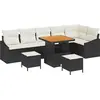Image de vidaXL Ensemble de canapé de jardin avec coussins 9 pcs noir poly rotin