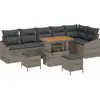 Image de vidaXL Ensemble de canapé de jardin avec coussins 9 pcs Gris Poly-Rotin