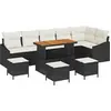 Image de vidaXL Ensemble de canapé de jardin avec coussins 10 pcs noir poly rotin