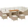 Image de vidaXL Ensemble de canapé de jardin avec coussins 10 pcs Beige Poly-Rattan