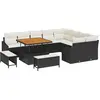 Image de vidaXL Ensemble de canapé de jardin avec coussins 12 pcs noir poly rotin