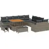Image de Ensemble de canapés de jardin vidaXL avec coussins, 13 pièces, gris, en polyrotin