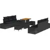 Image de vidaXL Ensemble de canapé de jardin avec coussins 9 pcs noir poly rotin