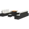 Image de vidaXL Ensemble de canapé de jardin avec coussins 10 pcs noir poly rotin