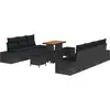 Image de vidaXL Ensemble de canapé de jardin avec coussins 10 pcs noir poly rotin