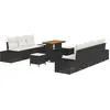 Image de vidaXL Ensemble de canapé de jardin avec coussins 10 pcs noir poly rotin