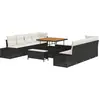 Image de vidaXL Ensemble de canapé de jardin avec coussins 11 pcs noir poly rotin