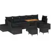 Image de vidaXL Ensemble de canapé de jardin avec coussins 10 pcs noir poly rotin