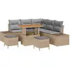 Image de Ensemble de canapés de jardin vidaXL, 8 pièces, beige, en polyrotin