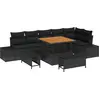 Image de vidaXL Ensemble de canapé de jardin avec coussins 9 pcs noir poly rotin