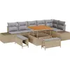Image de vidaXL Ensemble de canapé de jardin avec coussins 9 pcs Beige Poly-Rattan