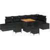 Image de vidaXL Ensemble de canapé de jardin avec coussins 9 pcs noir poly rotin