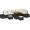 Image de vidaXL Ensemble de canapé de jardin avec coussins 9 pcs noir poly rotin