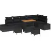 Image de vidaXL Ensemble de canapé de jardin avec coussins 9 pcs noir poly rotin