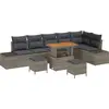 Image de vidaXL Ensemble de canapé de jardin avec coussins 9 pcs Gris Poly-Rotin