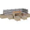 Image de vidaXL Ensemble de canapé de jardin avec coussins 10 pcs Beige Poly-Rattan