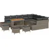 Image de Ensemble de canapés de jardin vidaXL avec coussins, 13 pièces, gris, en polyrotin