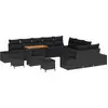 Image de vidaXL Ensemble de canapé de jardin avec coussins 13 pcs noir poly rotin