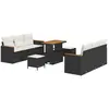 Image de vidaXL Ensemble canapé de jardin 9 pcs noir poly rotin