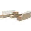 Image de Ensemble de canapés de jardin vidaXL, 11 pièces, beige, en polyrotin