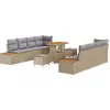 Image de Ensemble de canapés de jardin vidaXL, 11 pièces, beige, en polyrotin