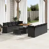 Image de vidaXL Ensemble de canapé de jardin 11 pcs Noir Poly-Rotin