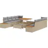 Image de Ensemble de canapés de jardin vidaXL, 11 pièces, beige, en polyrotin