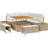 Image de Ensemble de canapés de jardin vidaXL, 8 pièces, beige, en polyrotin