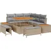 Image de Ensemble de canapés de jardin vidaXL, 8 pièces, beige, en polyrotin