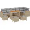 Image de vidaXL Ensemble de canapé de jardin 10 pcs Beige Poly-Rattan
