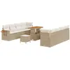 Image de Ensemble de canapés de jardin vidaXL, 11 pièces, beige, en polyrotin