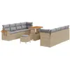 Image de Ensemble de canapés de jardin vidaXL, 11 pièces, beige, en polyrotin