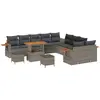 Image de Ensemble de canapés de jardin vidaXL, 13 pièces, gris, en polyrotin