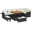 Image de vidaXL Ensemble de canapés de jardin avec coussins 11 pièces Noir et crème Poly-rotin